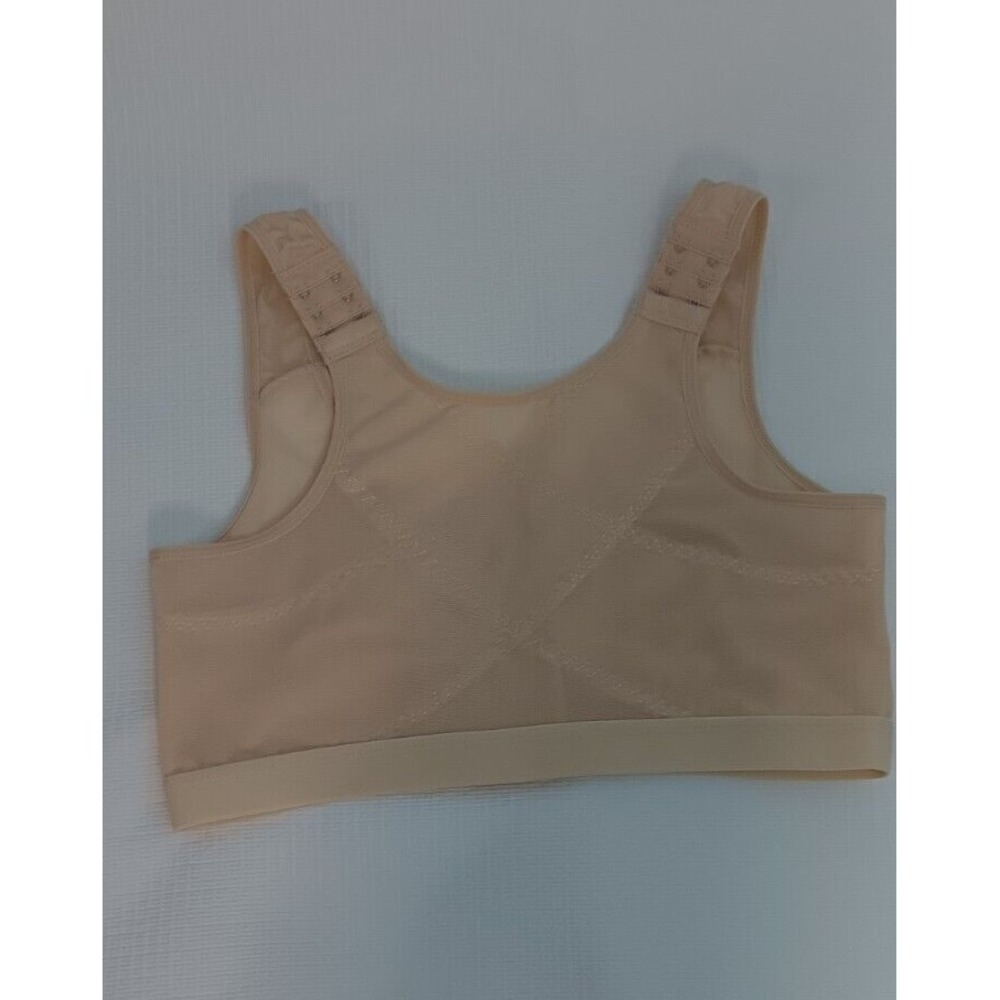 women Nylon Spandex Wire Free Breathable Support Front Close Bra Large Tan AA373 - Picture 6 of 8